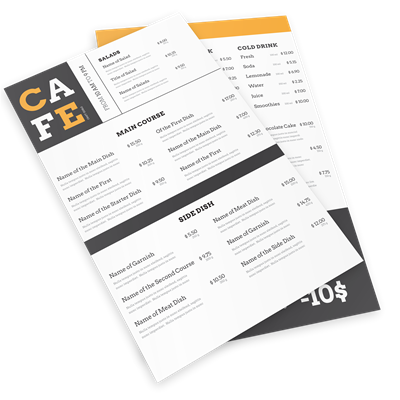 Menus 8.5 x 14