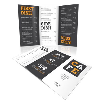 Menus 8.5 x 14 Tri Fold