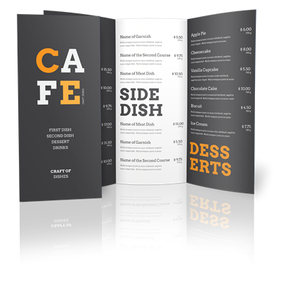 Menus 8.5 x 11 Tri Fold