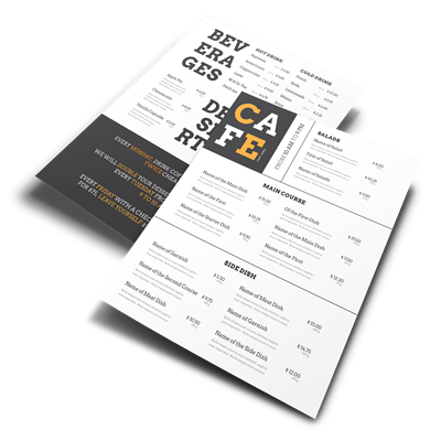 Menus 8.5 x 11
